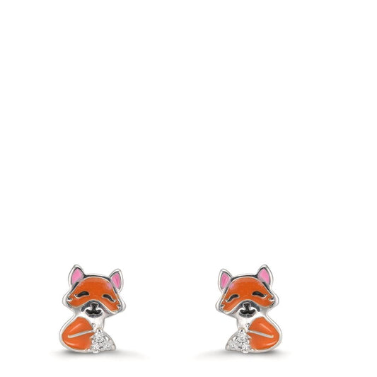 Stud earrings Silver Zirconia 6 Stones Rhodium plated Fox