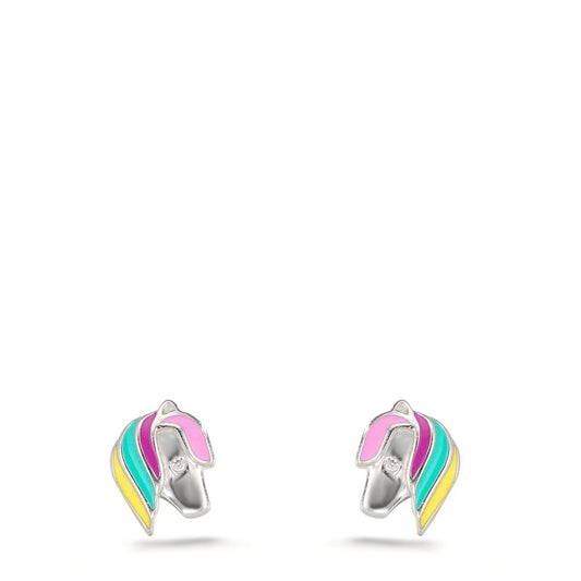 Stud earrings Silver Rhodium plated Horse
