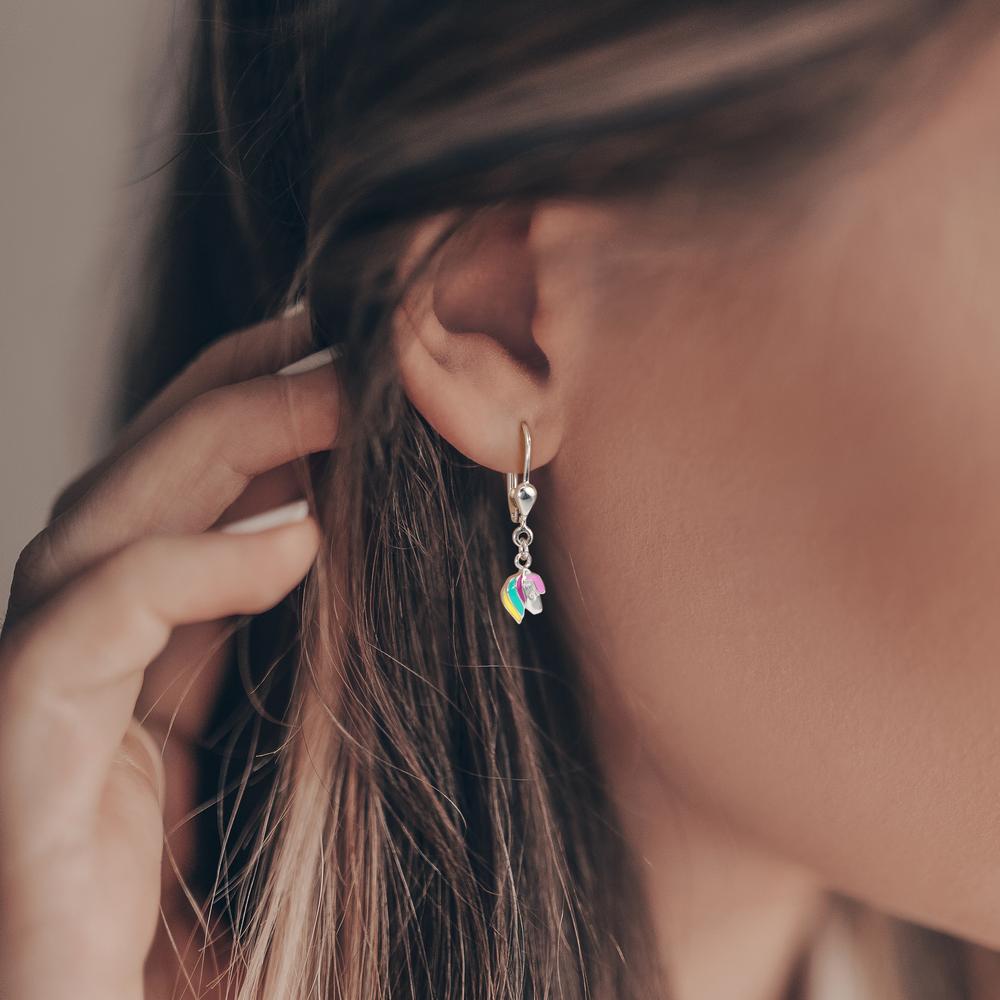 Drop Earrings Silver Rhodium plated Horse