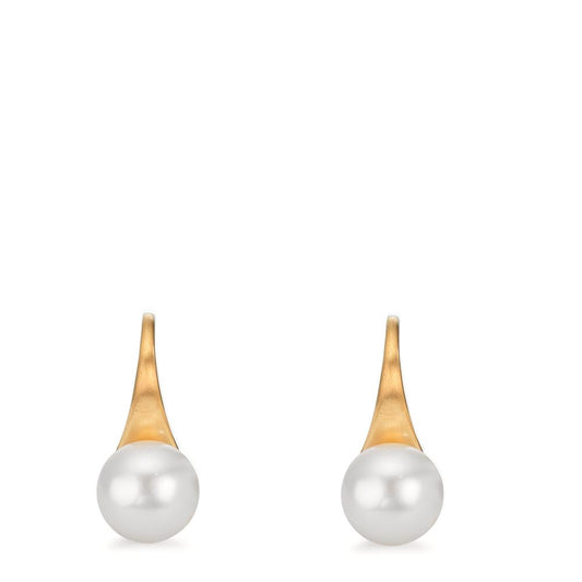 Drop Earrings 9k Yellow Gold Freshwater pearl, 2 Pearls, 8 mm