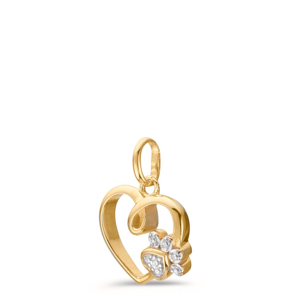 Pendant 9k Yellow Gold Zirconia 7 Stones Heart Ø12 mm