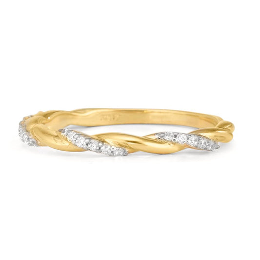 Ring 9k Yellow Gold Zirconia 18 Stones