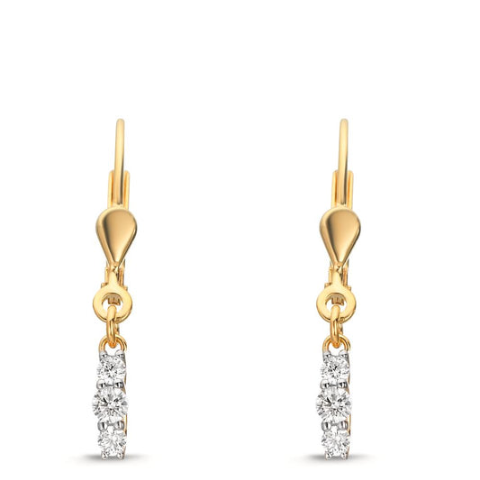 Drop Earrings 9k Yellow Gold Zirconia 6 Stones