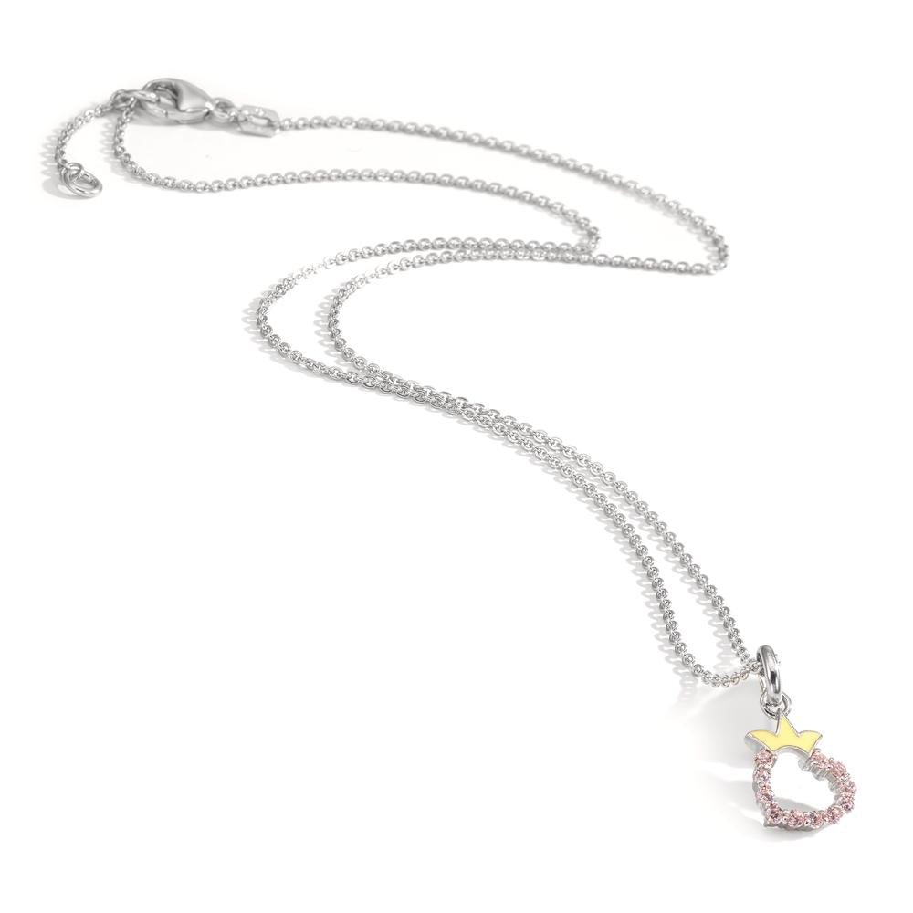 Necklace with pendant Silver Zirconia Rhodium plated Heart 36-38 cm