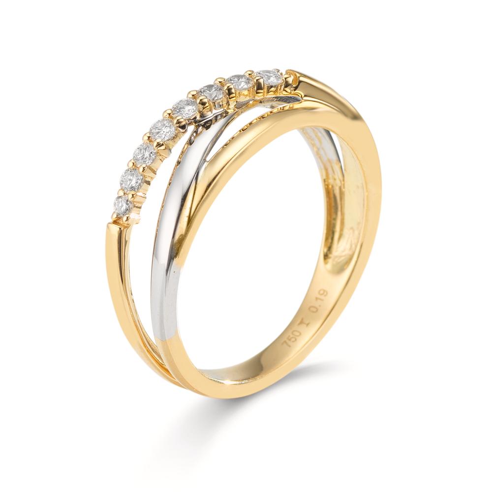 Ring 18k Yellow Gold, 18k White Gold Diamond 0.19 ct, 8 Stones, w-si
