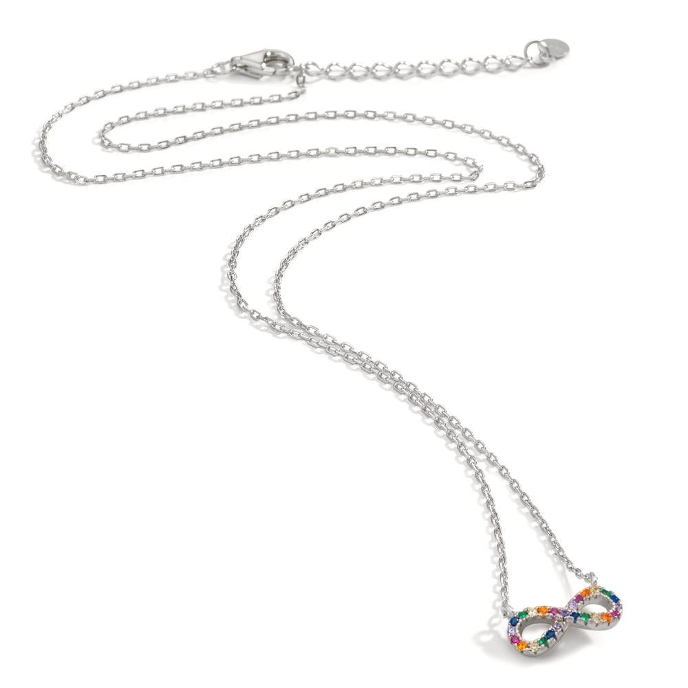 Necklace Silver Zirconia Colorful Rhodium plated Infinity 42-45 cm