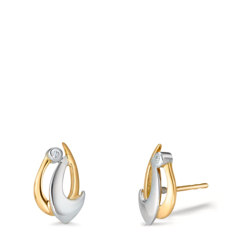 Stud earrings 18k Yellow Gold, 18k White Gold Diamond 0.02 ct, 2 Stones, p1