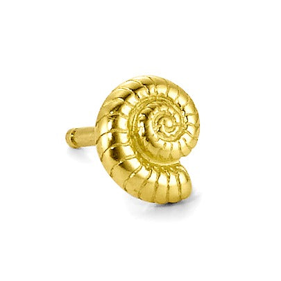 Single stud earring 18k Yellow Gold Ammonite