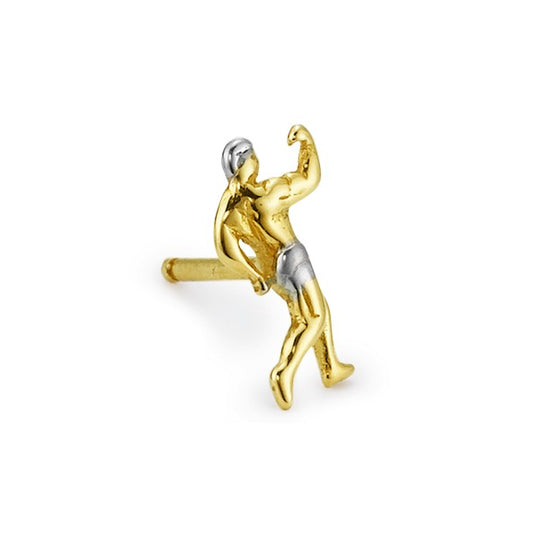 Single stud earring 18k Yellow Gold Bodybuilding, Strength Sport