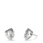 Stud earrings Silver Zirconia 2 Stones Rhodium plated
