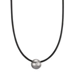 Necklace Stainless steel, Rubber Diamond 0.02 ct, tw-si 45 cm Ø2 mm
