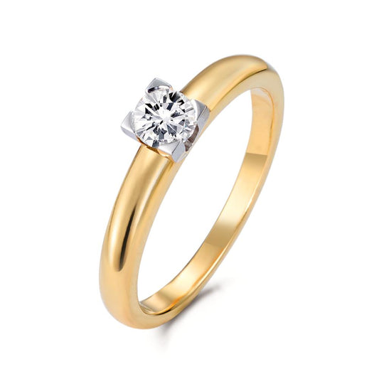 Solitaire ring 18k Yellow Gold Diamond 0.30 ct, w-si Bicolor