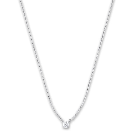 Necklace 18k White Gold Diamond 0.20 ct, w-si 40-42 cm