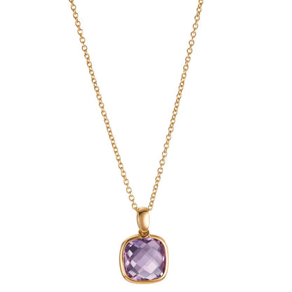 Necklace 18k Yellow Gold Amethyst 45 cm
