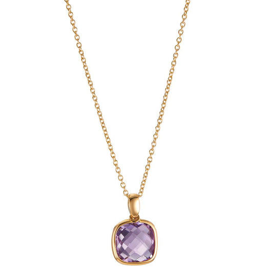 Necklace 18k Yellow Gold Amethyst 45 cm