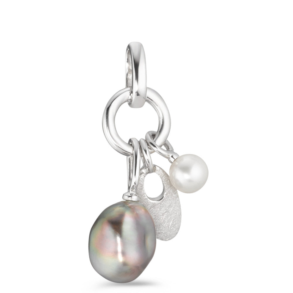 Pendant 18k White Gold Tahitian pearl Multicolored, 2 Pearls