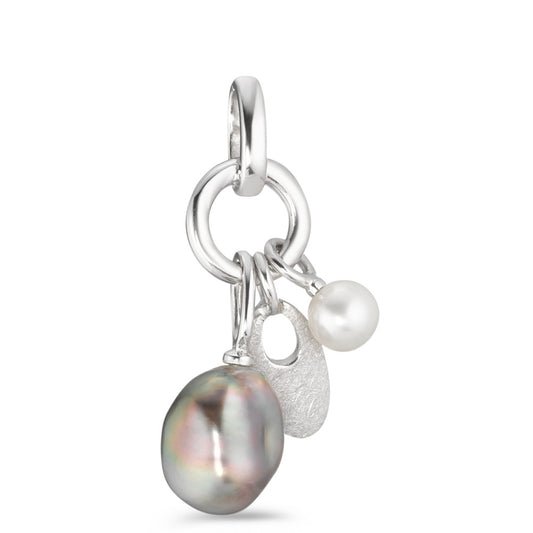 Pendant 18k White Gold Tahitian pearl Multicolored, 2 Pearls