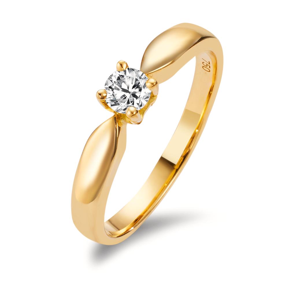 Solitaire ring 18k Yellow Gold Diamond 0.20 ct, w-si