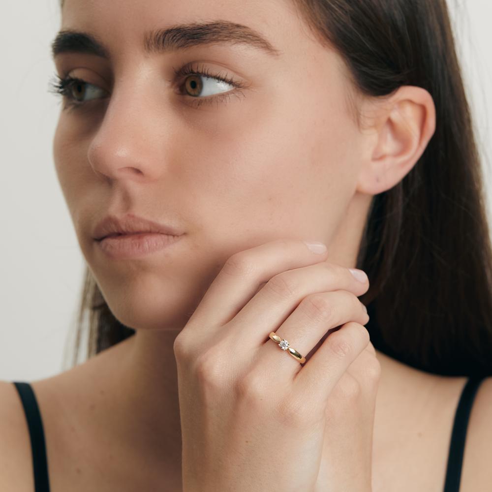 Solitaire ring 18k Yellow Gold Diamond 0.20 ct, w-si