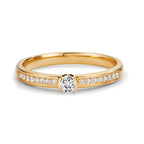 Solitaire ring 18k Yellow Gold Diamond 0.20 ct, 17 Stones, w-si