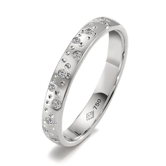 Ring 18k White Gold Diamond 0.13 ct, 24 Stones, w-si Star