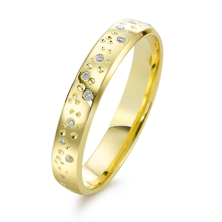 Ring 18k Yellow Gold Diamond 0.13 ct, 24 Stones, w-si