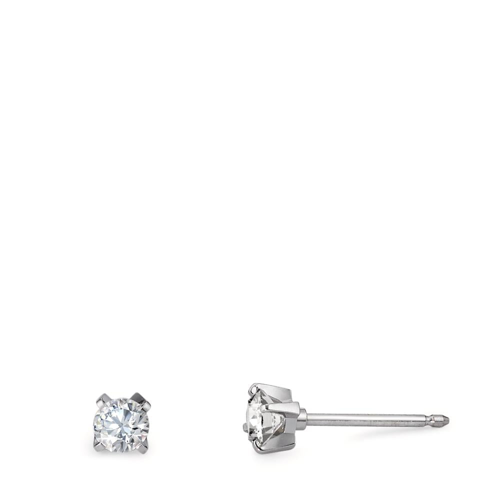 Stud earrings 18k White Gold Diamond 0.20 ct, 2 Stones, w-si Ø3 mm