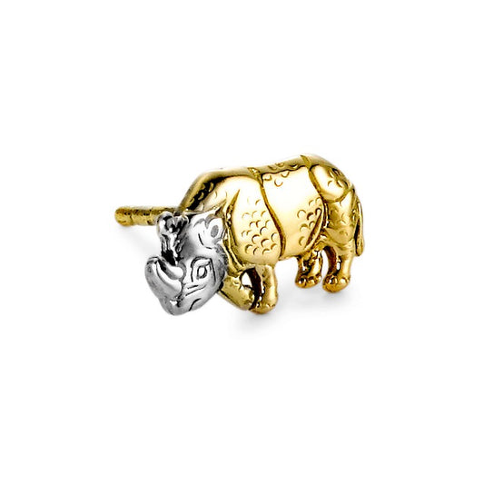 Single stud earring 18k Yellow Gold Rhinoceros