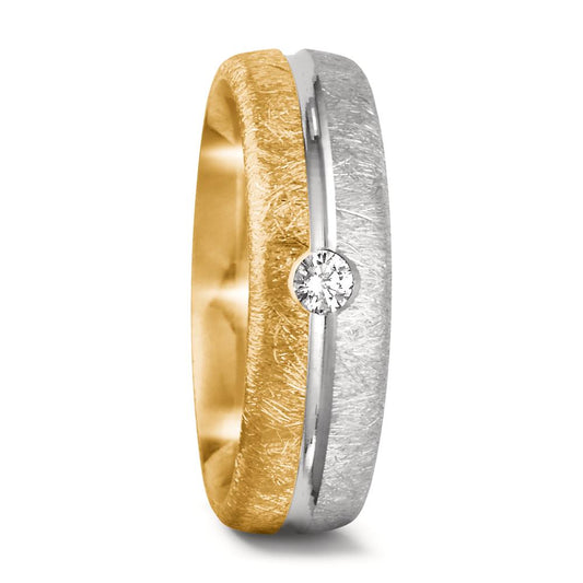 Wedding Ring 18k Yellow Gold, 18k White Gold Diamond 0.07 ct, tw-si