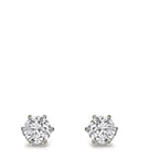Stud earrings 18k White Gold Moissanite 2 Stones Ø5 mm