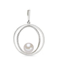 Pendant 18k White Gold Diamond 0.35 ct, 55 Stones, w-si Freshwater pearl