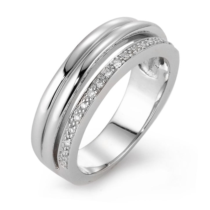 Ring 18k White Gold Diamond 0.08 ct, 19 Stones, w-si