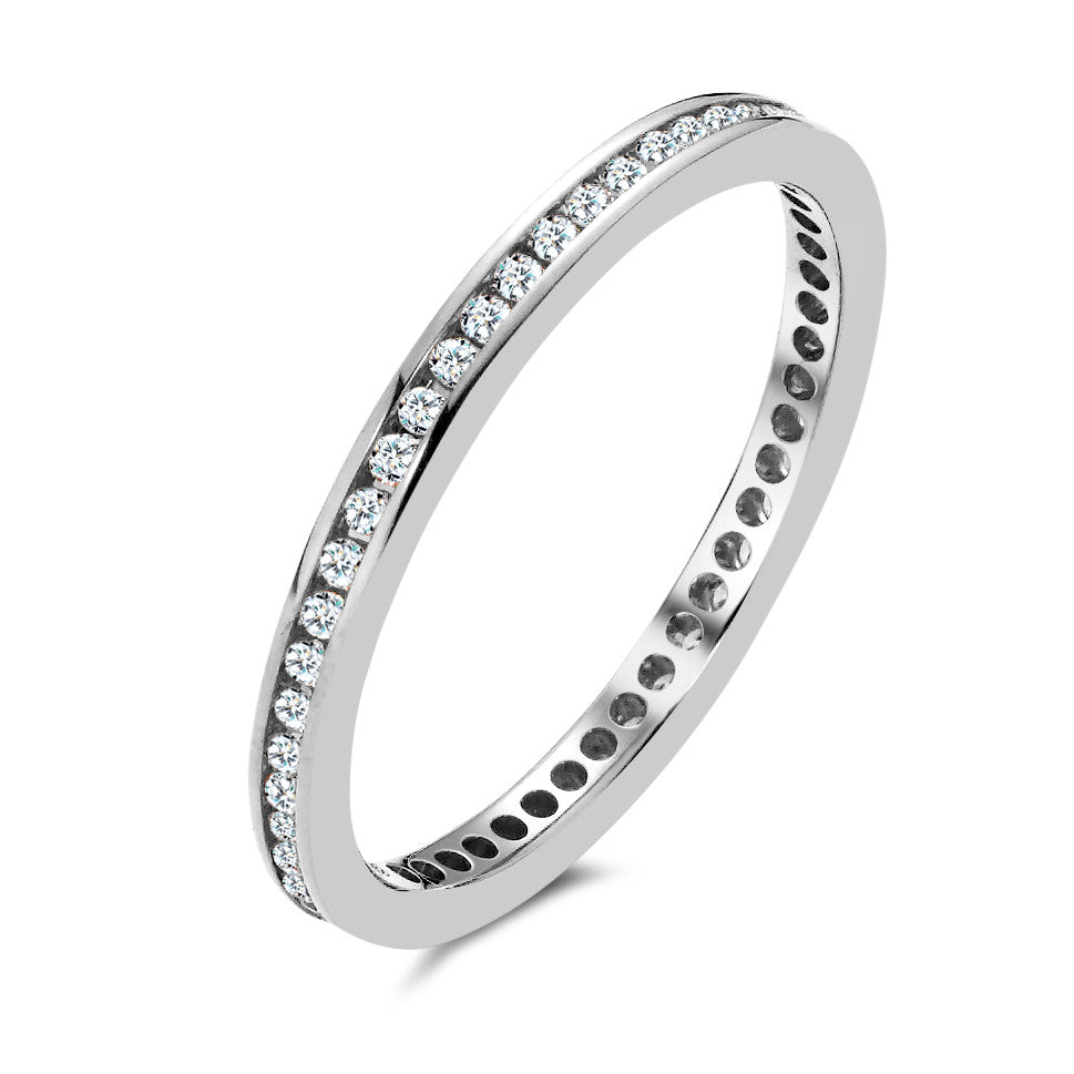 Memory ring 18k White Gold Diamond 0.25 ct, 50 Stones, w-si