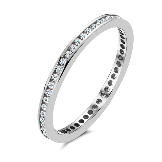 Memory ring 18k White Gold Diamond 0.25 ct, 50 Stones, w-si