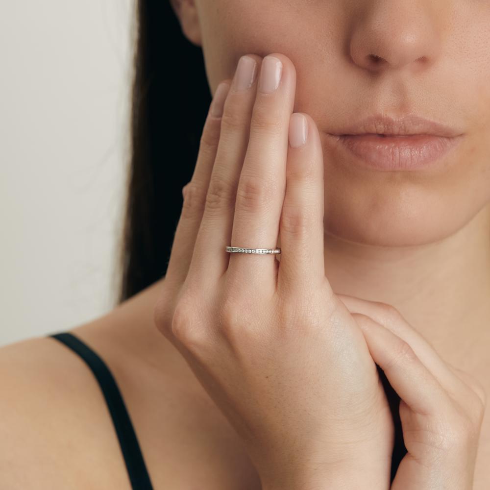 Memory ring 18k White Gold Diamond 0.25 ct, 50 Stones, w-si