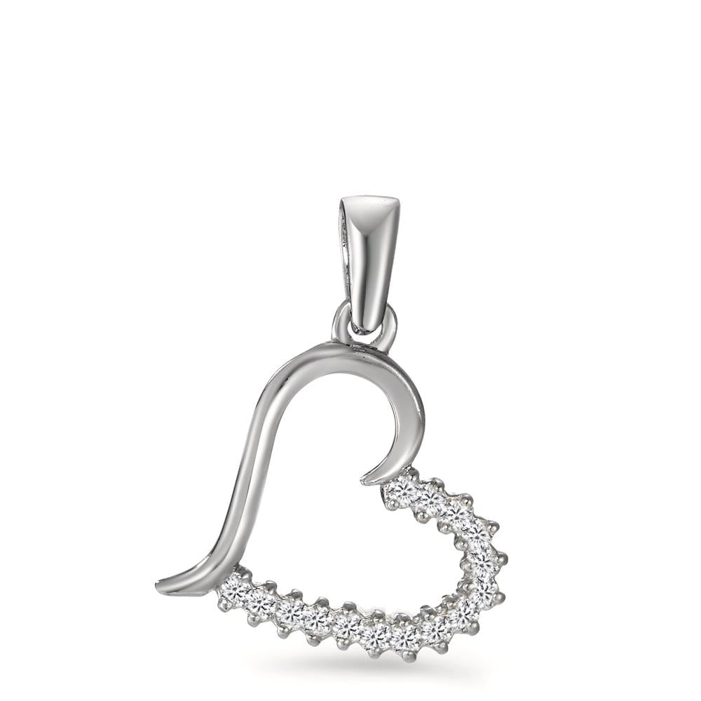 Pendant Silver Zirconia Rhodium plated Heart