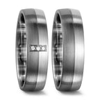 Wedding Ring 9k White Gold, Palladium 500 Diamond 0.03 ct, 3 Stones, tw-si