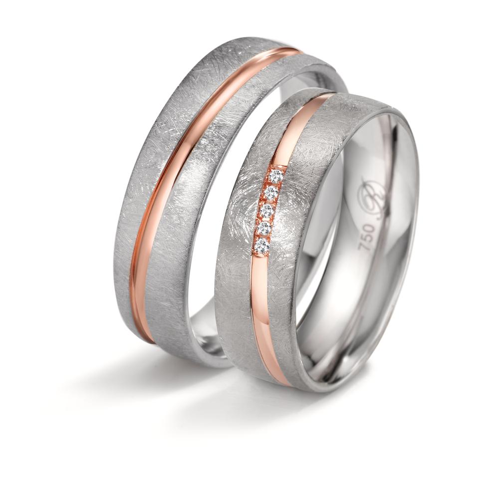 Wedding Ring 18k White Gold, 18k Red Gold