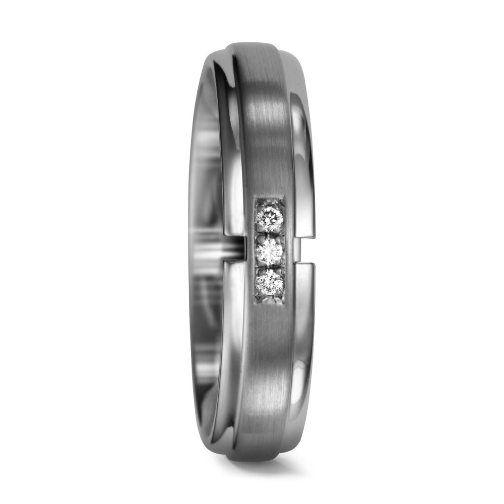 Wedding Ring Palladium 950 Diamond 0.03 ct, 3 Stones, tw-si