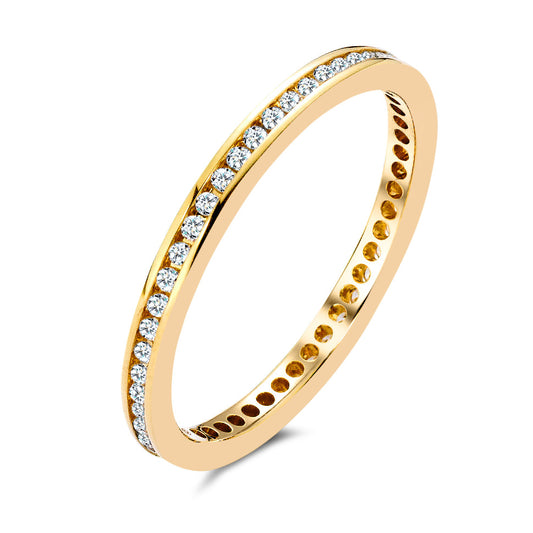 Memory ring 18k Yellow Gold Diamond 0.25 ct, 50 Stones, w-si