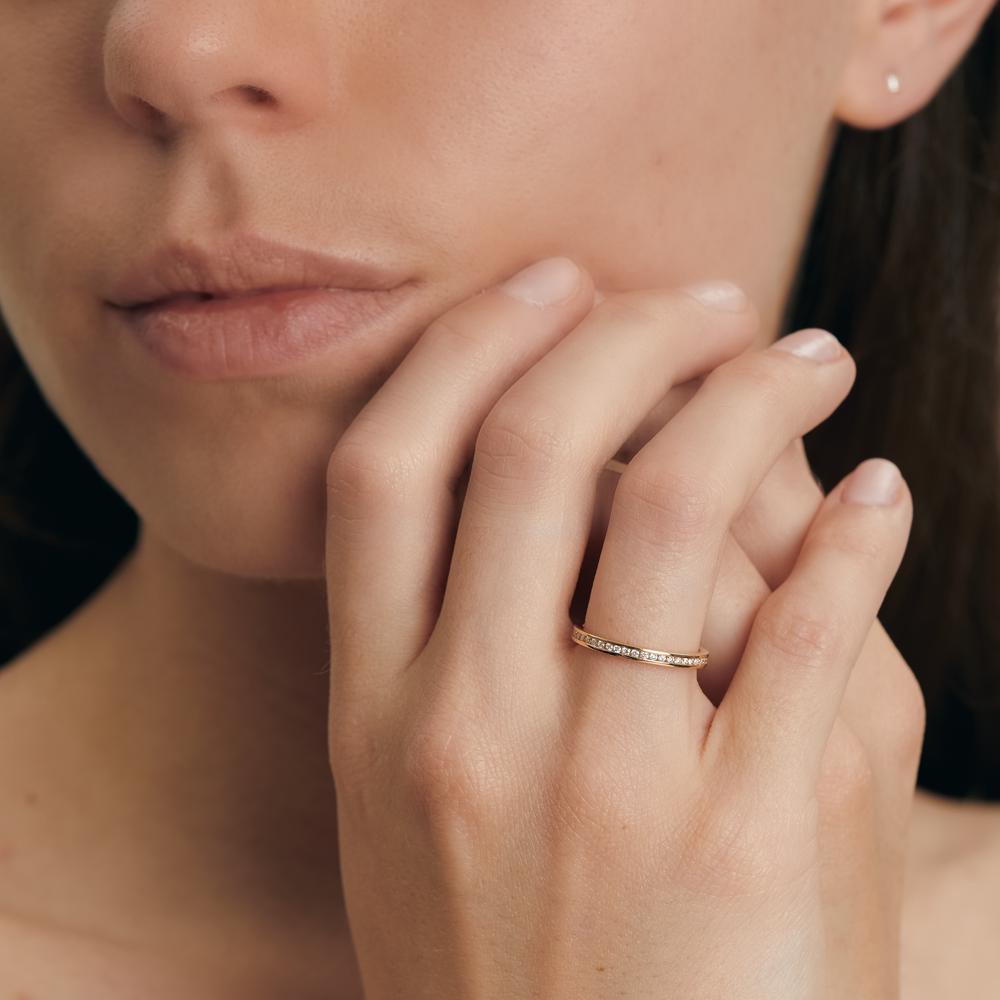 Memory ring 18k Yellow Gold Diamond 0.25 ct, 50 Stones, w-si