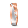 Wedding Ring 18k Red Gold, 18k White Gold Diamond 0.045 ct, 3 Stones, tw-vsi