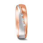 Wedding Ring 18k Red Gold, 18k White Gold Diamond 0.045 ct, 3 Stones, tw-vsi
