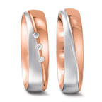 Wedding Ring 18k Red Gold, 18k White Gold Diamond 0.045 ct, 3 Stones, tw-vsi