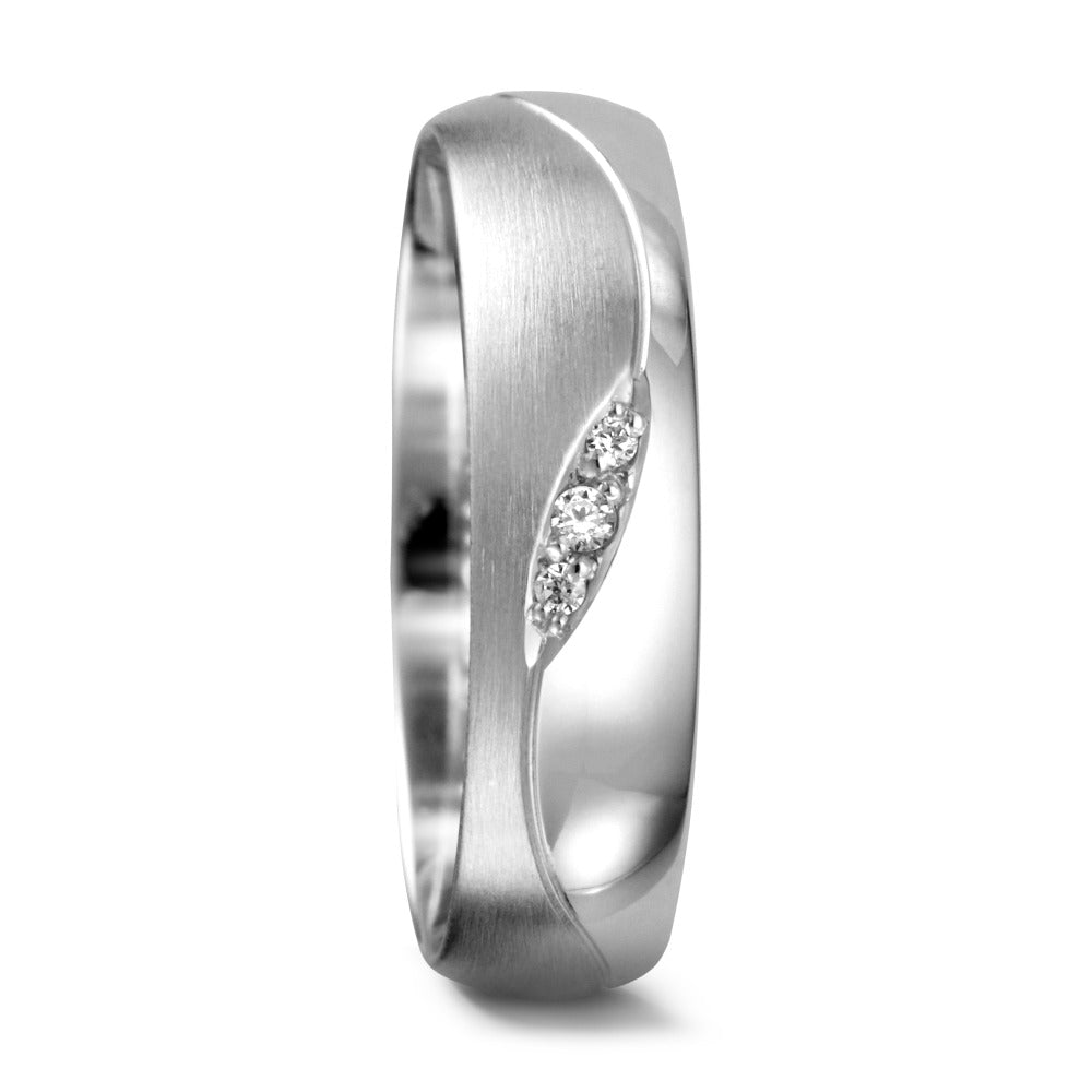 Wedding Ring 18k White Gold Diamond 0.02 ct, 3 Stones, tw-vsi