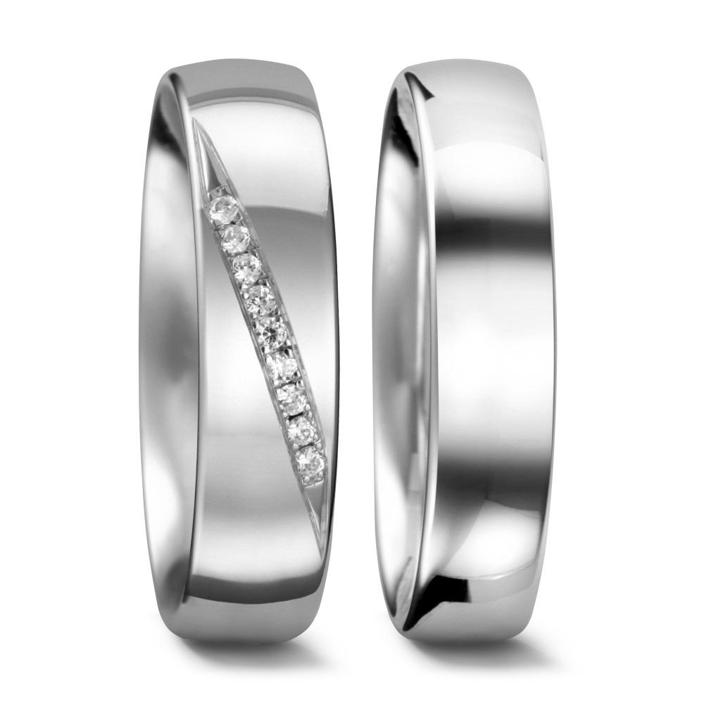Wedding Ring 18k White Gold Diamond 0.045 ct, 9 Stones, tw-vsi