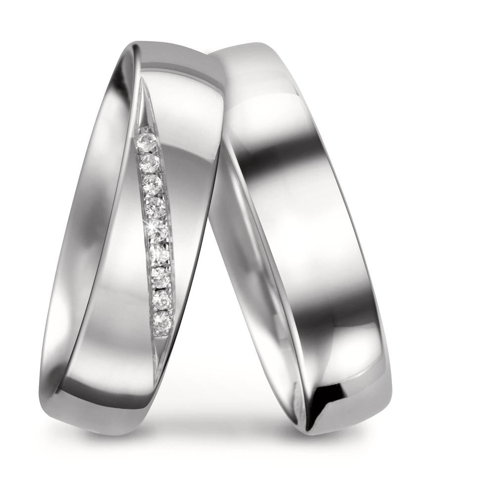 Wedding Ring 18k White Gold Diamond 0.045 ct, 9 Stones, tw-vsi