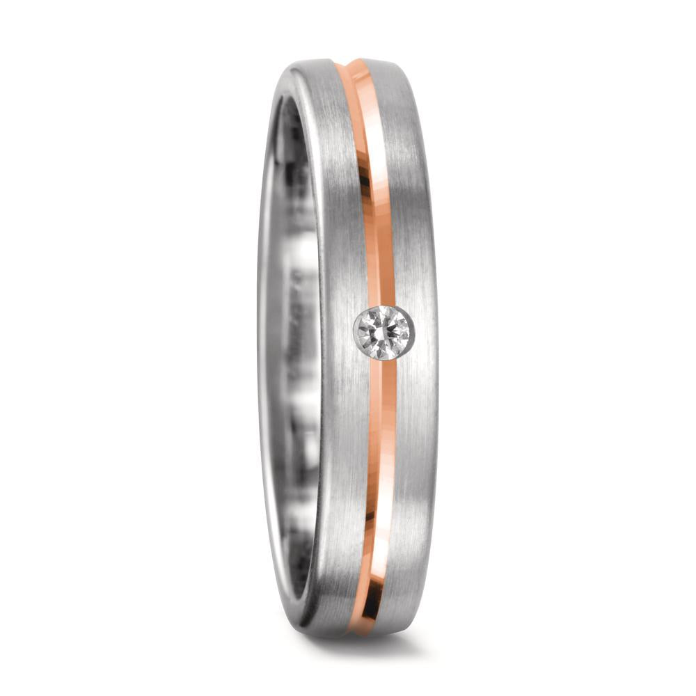 Wedding Ring 18k White Gold, 18k Red Gold Diamond 0.04 ct, tw-vsi