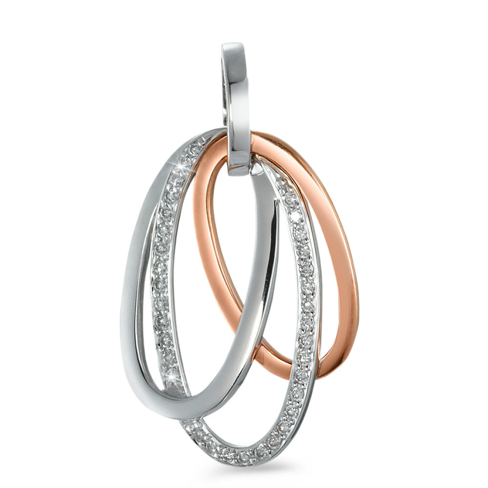 Pendant 18k White Gold, 18k Red Gold Diamond 0.17 ct, 34 Stones, w-si