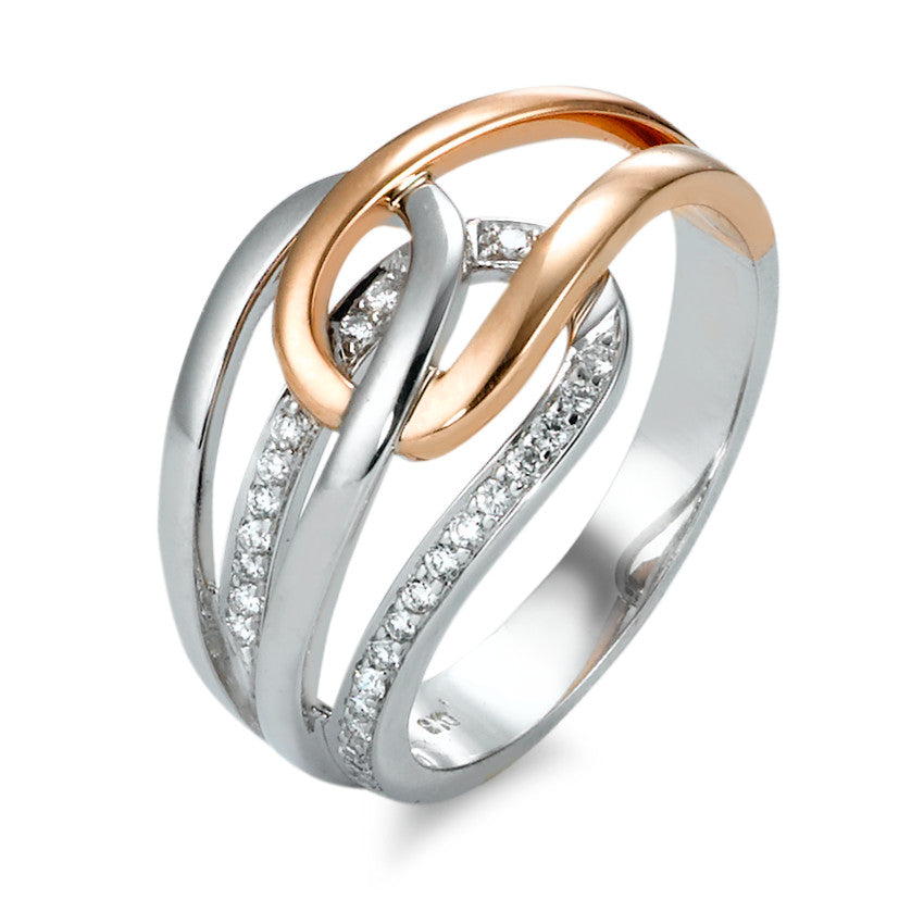 Ring 18k White Gold, 18k Red Gold Diamond 0.13 ct, 26 Stones, w-si
